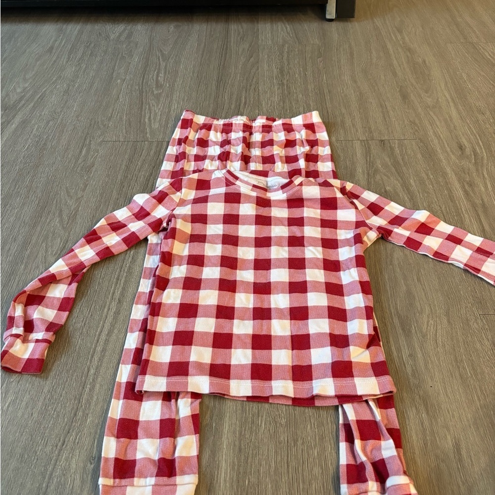 Pottery Barn Kids Red and White Plaid Pajama Set
